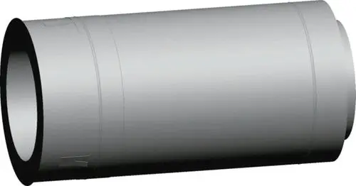 Edelstahlrohr mit schwarzer Dichtung, geeignet für die Mauerdurchführung. Produkt von Wolf, präsentiert in einer einfachen zylindrischen Form ohne erkennbare Maße.